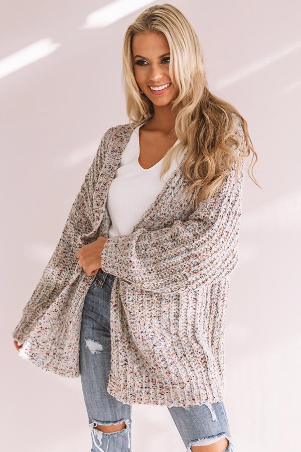 Snow Adorable Confetti Knit Cardigan In Grey