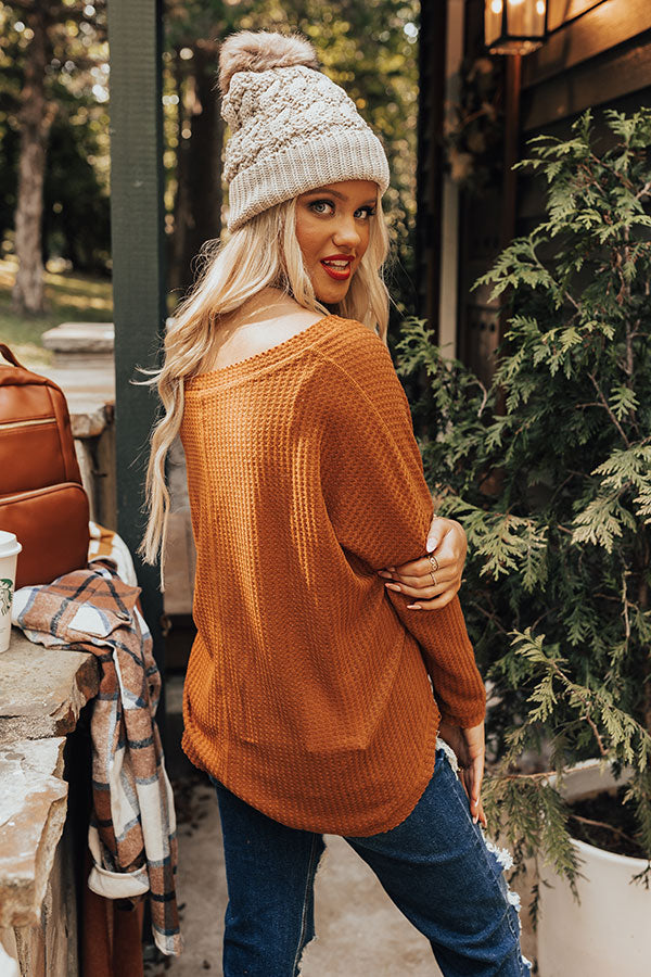 Your Dream Girl Waffle Knit Shift Top in Cinnamon Image - 2