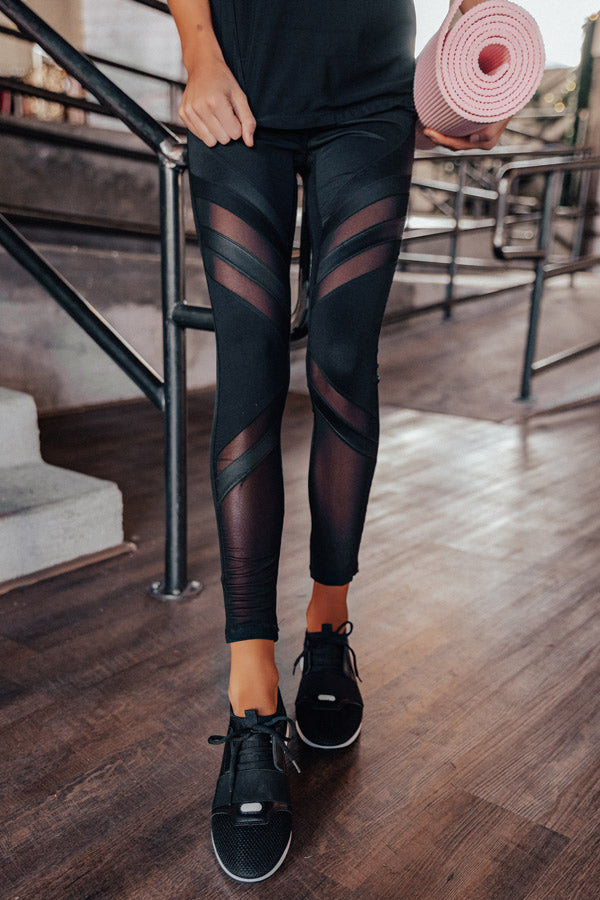 Yoga And Chill Mesh High Waist Active Legging in Black