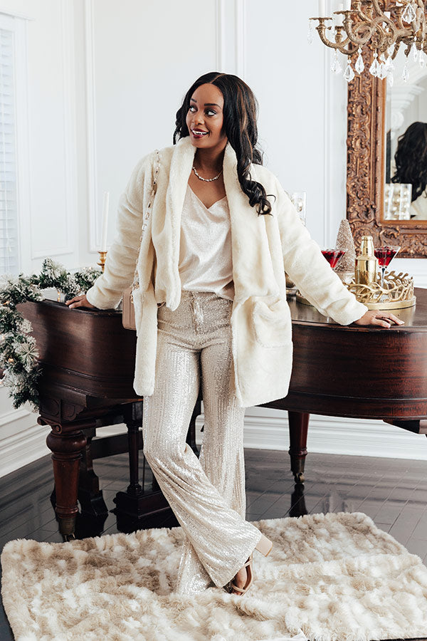 Park Avenue Plush Coat in Cream Image - 1