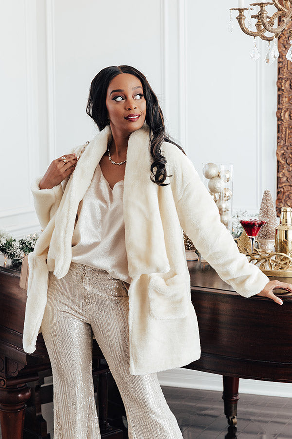 Park Avenue Plush Coat in Cream Image - 2