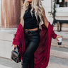 Latte Lifestyle Chenille Knit Cardigan in Wine Image - 1