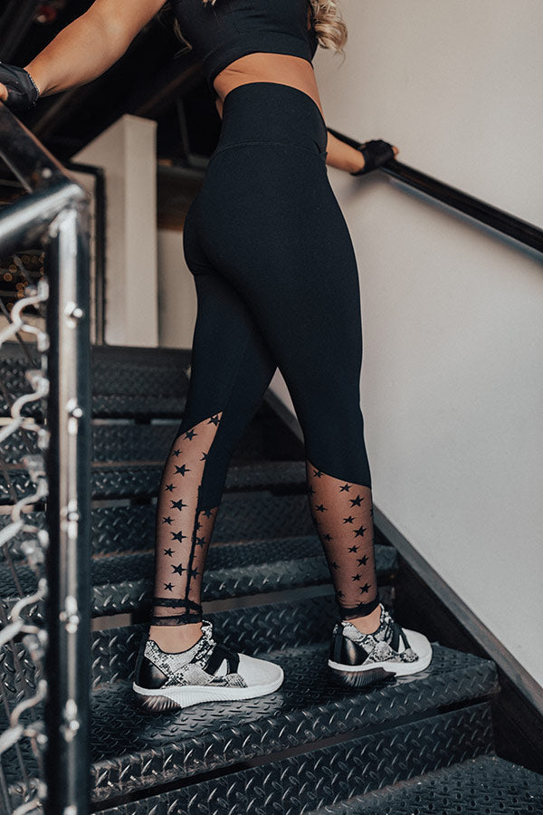 Reach For The Stars Mesh High Waist Active Legging Image - 4