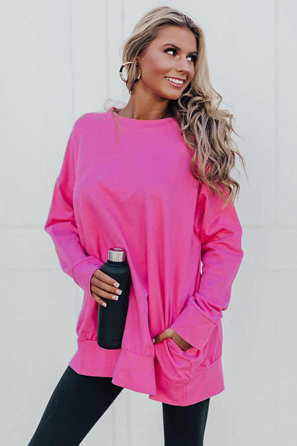 No Place Like Home Tunic Sweatshirt in Pink