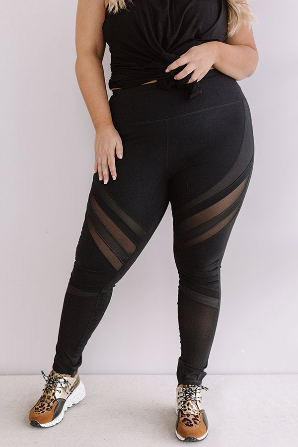 Yoga And Chill High Waist Mesh Active Legging in Black Curves Image - 1