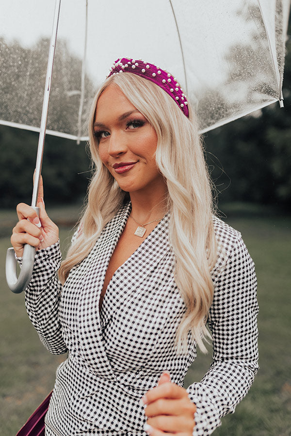 Sweet Pearl Velvet Headband In Wine