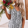 Limelight Lifestyle Snake Print Shift Top In Grey Image - 1
