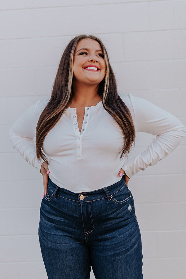 No Drama Ribbed Bodysuit In White Curves Image - 4