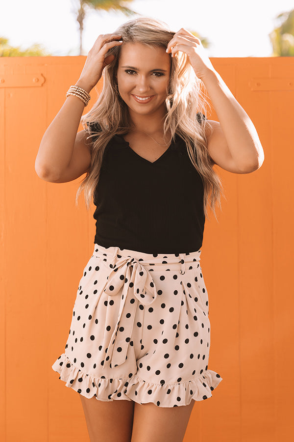 Pretty Plans High Waist Polka Dot Shorts In Cream