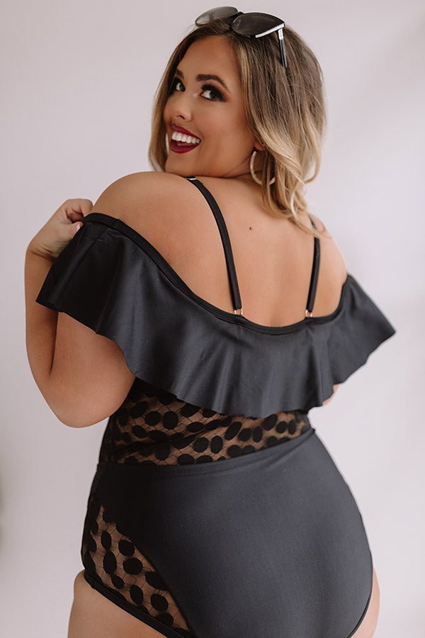 Prosecco Poolside Mesh One Piece Swimsuit in Black Curves Image - 2