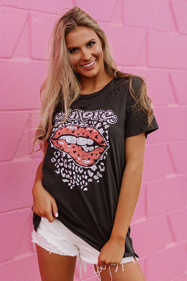 Amore Lips Distressed Boyfriend Tee Image - 2