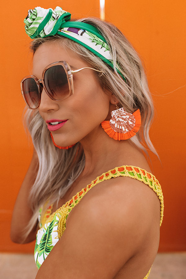 Seaside Spell Fan Earrings In Orange