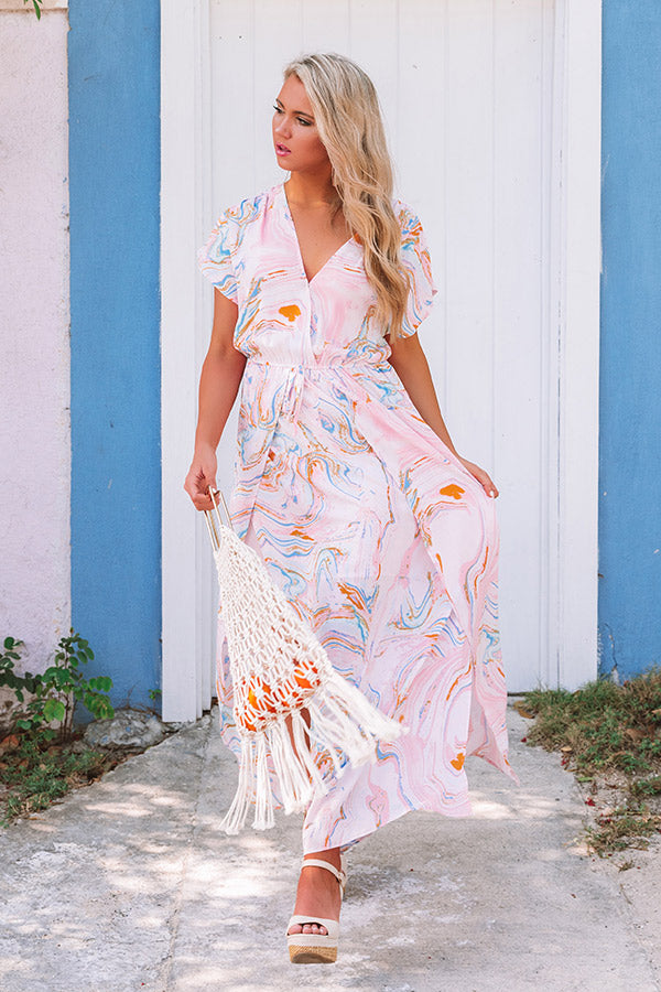 Private Yacht Maxi Dress in Pink Marble Image - 1