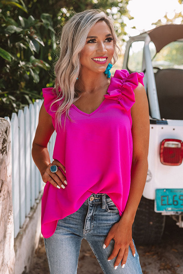 Malibu For Two Ruffle Tank in Hot Pink Image - 1