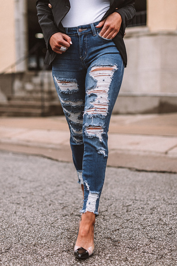 The Jasmine Midrise Distressed Ankle Skinny