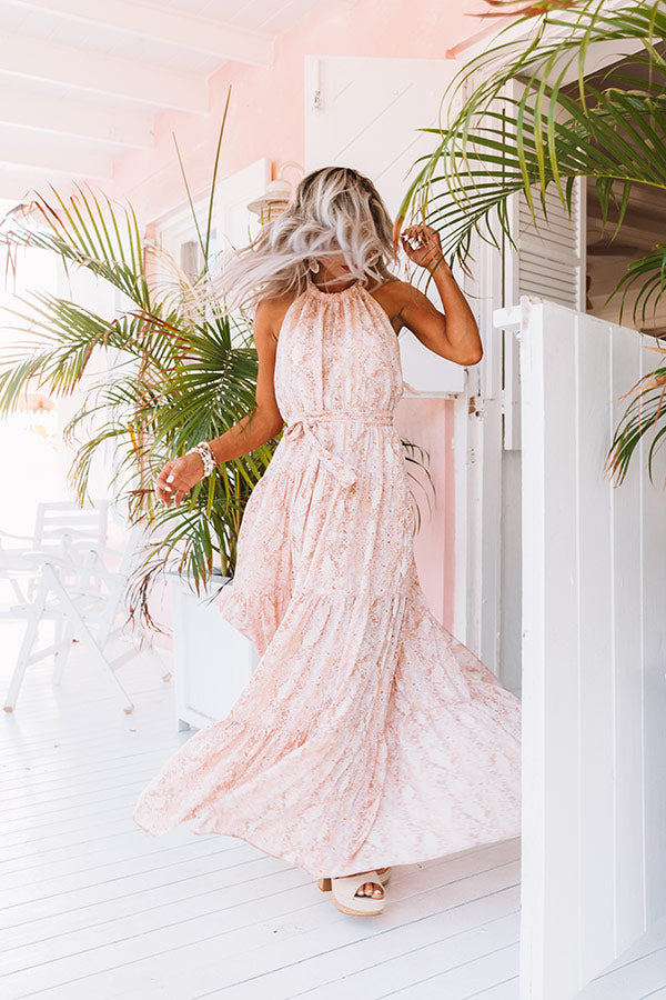 Paradise Passion Halter Maxi Dress in Peach Image - 5