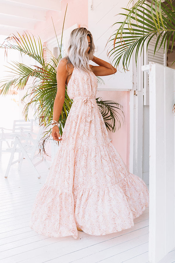 Paradise Passion Halter Maxi Dress in Peach Image - 2