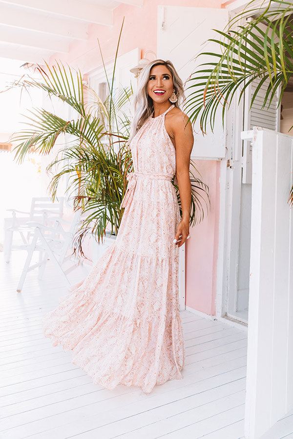 Paradise Passion Halter Maxi Dress in Peach Image - 4