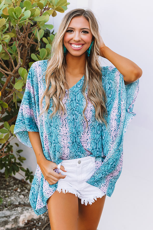 Love In Napa Snake Print Shift Tunic in Teal