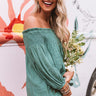 Rooftop Terrace Off Shoulder Shift Top in Teal Image - 1