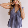 Craving The Coast Crochet Babydoll Top In Autumn Sky Image - 1
