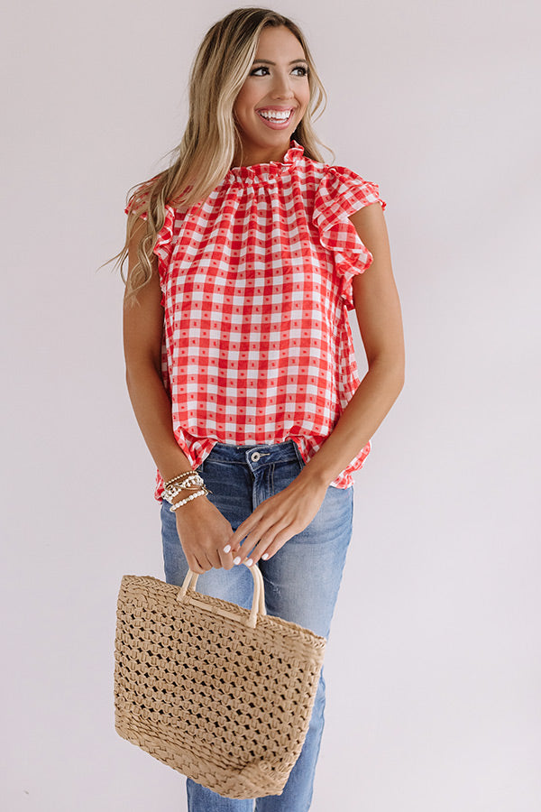 Summer Series Checkered Shift Top In Red Image - 1