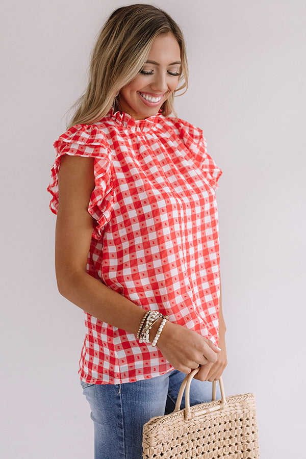 Summer Series Checkered Shift Top In Red Image - 2