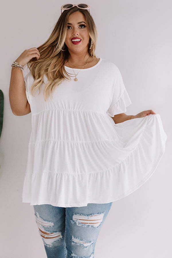 Boardwalk Brunch Babydoll Tunic Top in White Curves Image - 4