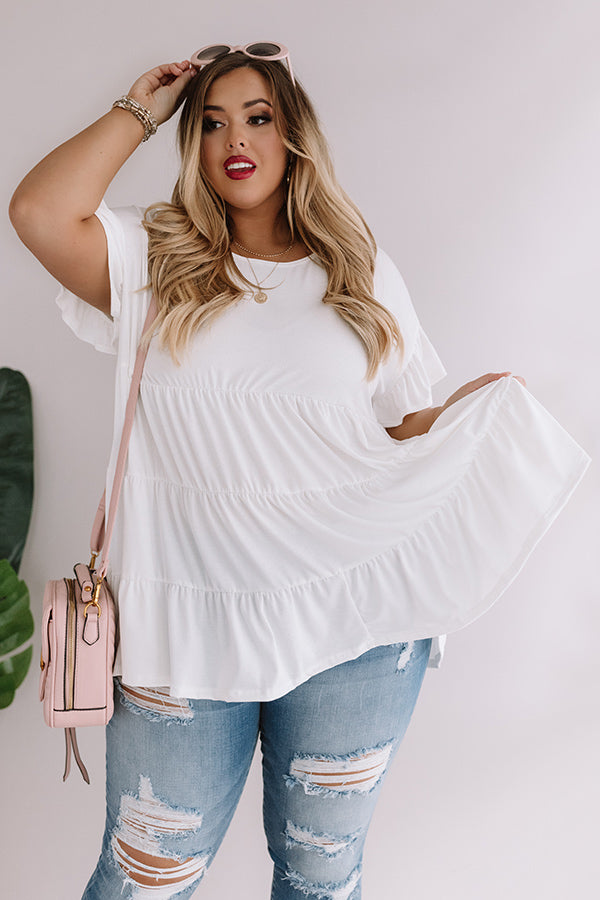 Boardwalk Brunch Babydoll Tunic Top in White Curves Image - 3