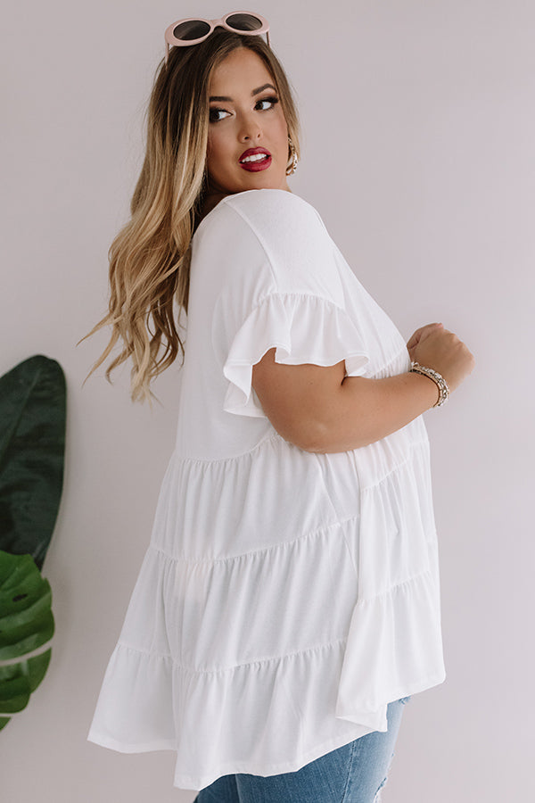 Boardwalk Brunch Babydoll Tunic Top in White Curves Image - 5
