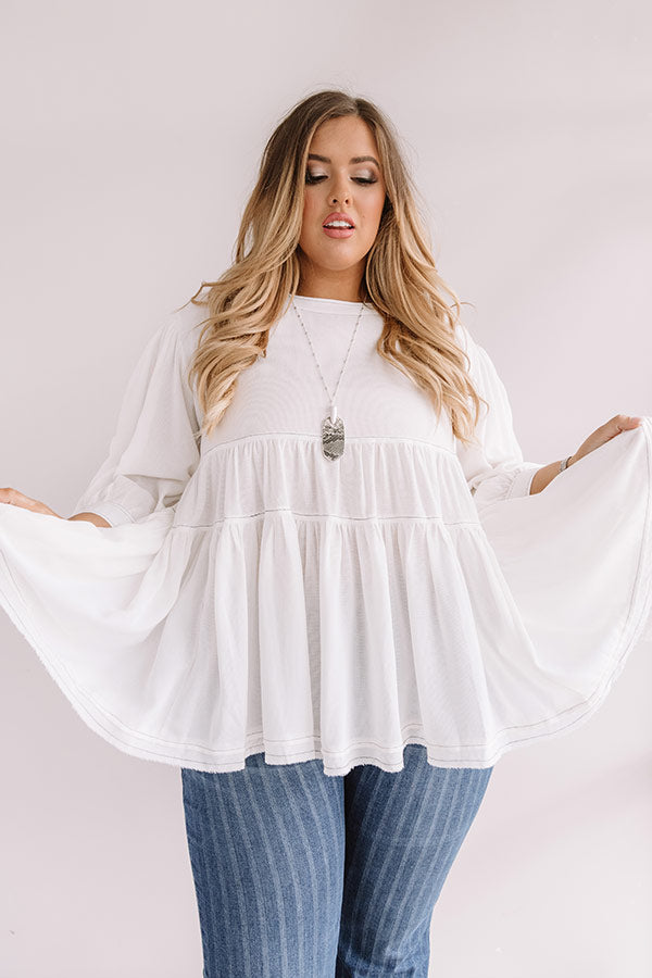 Everlasting Happiness Babydoll Top In White  Curves Image - 1