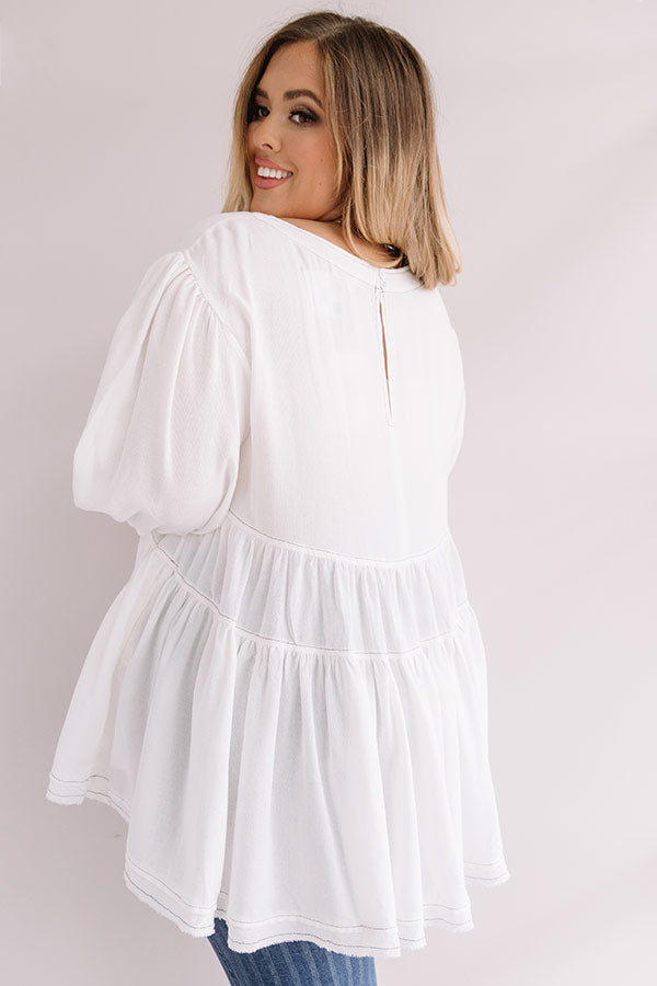 Everlasting Happiness Babydoll Top In White  Curves Image - 4