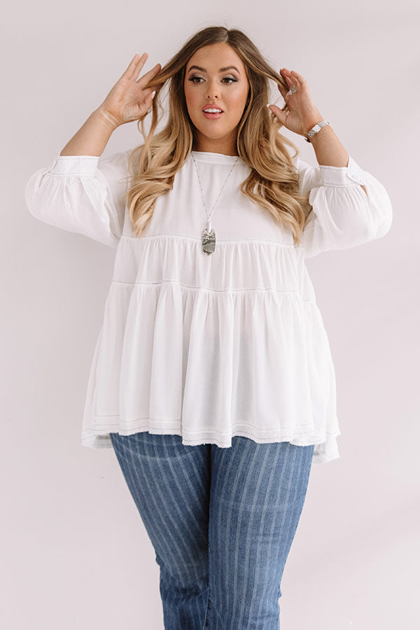Everlasting Happiness Babydoll Top In White  Curves Image - 3