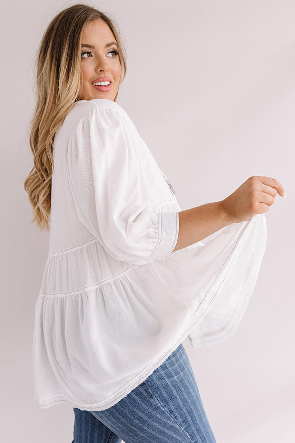 Everlasting Happiness Babydoll Top In White  Curves Image - 5