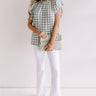Summer Series Checkered Shift Top In Pear Image - 1