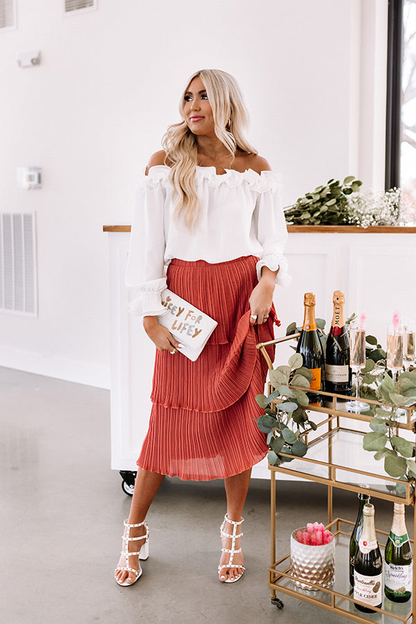 Pleated Pretty Midi Skirt In Rustic Rose Image - 1