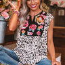 Wild Flower Embroidered Shift Top in Iced Latte Image - 1