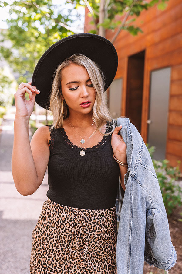 Casual Friday Lace Trim Tank In Black