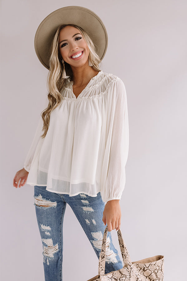 Feeling Flirty Shift Top In Cream Image - 1