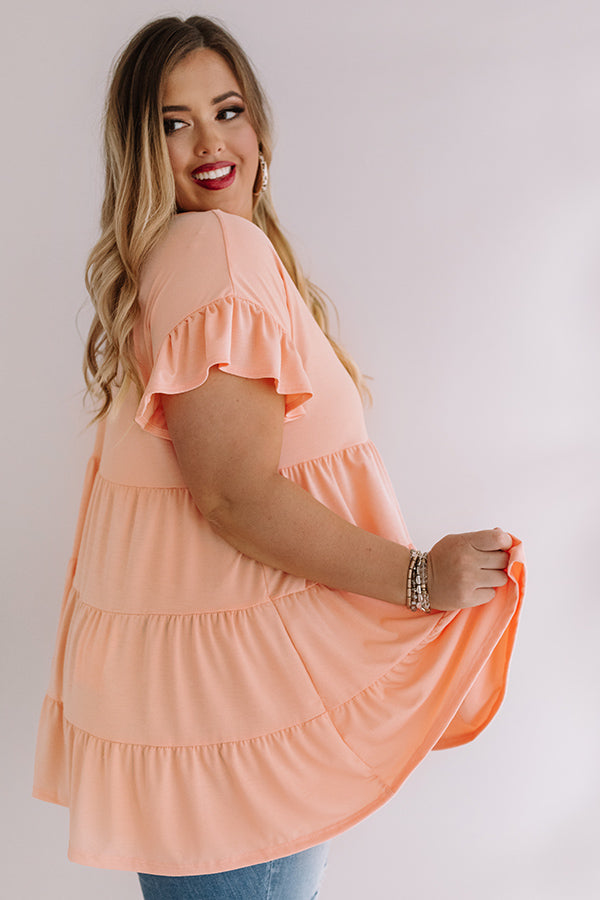 Boardwalk Brunch Babydoll Tunic Top in Peach Curves Image - 4