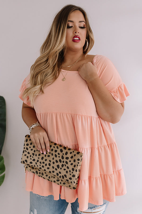 Boardwalk Brunch Babydoll Tunic Top in Peach Curves Image - 3
