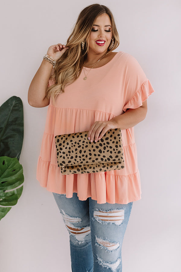 Boardwalk Brunch Babydoll Tunic Top in Peach Curves Image - 1