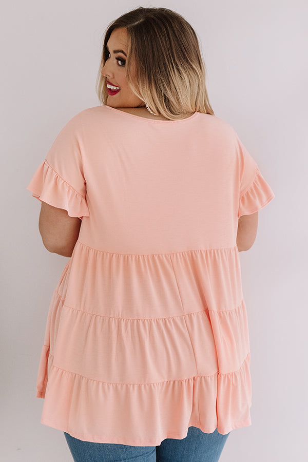 Boardwalk Brunch Babydoll Tunic Top in Peach Curves Image - 5