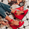 The Lilianna Faux Suede Wedge in Red Image - 1