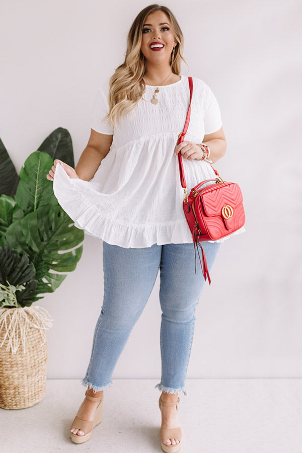 Kisses In Capri Babydoll Top In White  Curves Image - 1