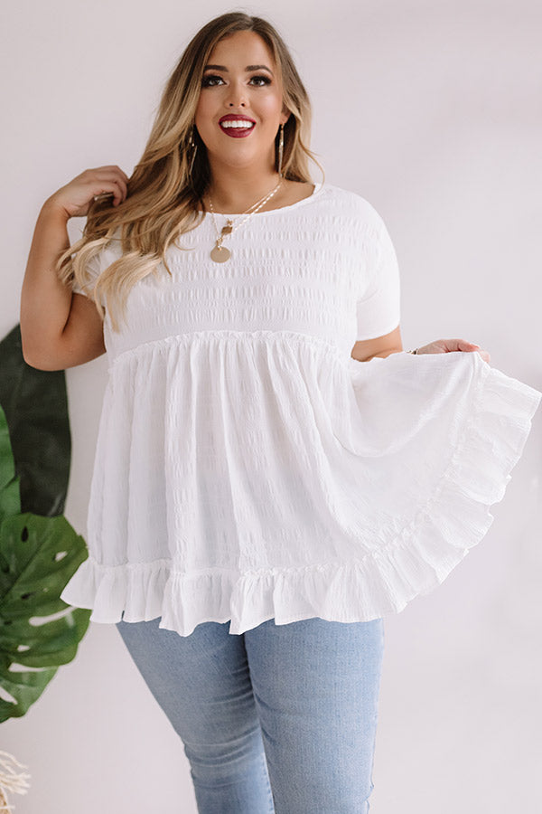 Kisses In Capri Babydoll Top In White  Curves Image - 4
