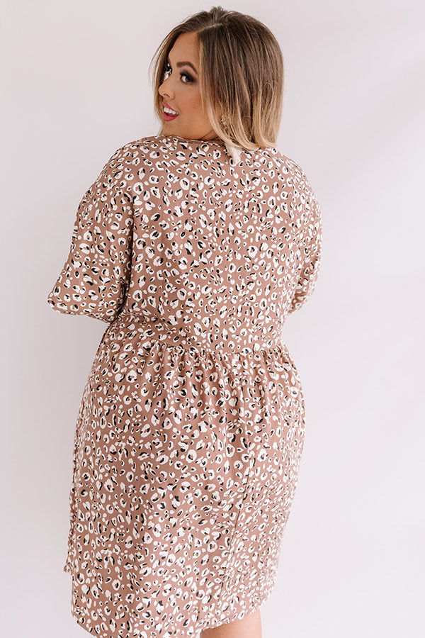 Alps And Kisses Leopard Babydoll Dress In Taupe Curves Image - 5