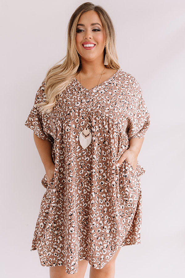 Alps And Kisses Leopard Babydoll Dress In Taupe Curves Image - 1