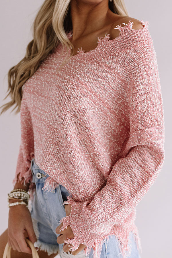Bahama Sunrise Frayed Sweater in Blooming Dahlia Image - 5