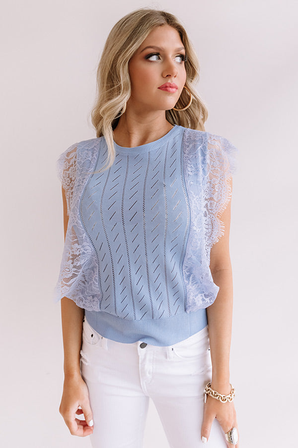 Seaside Spell Lace Top In Sky Blue Image - 2